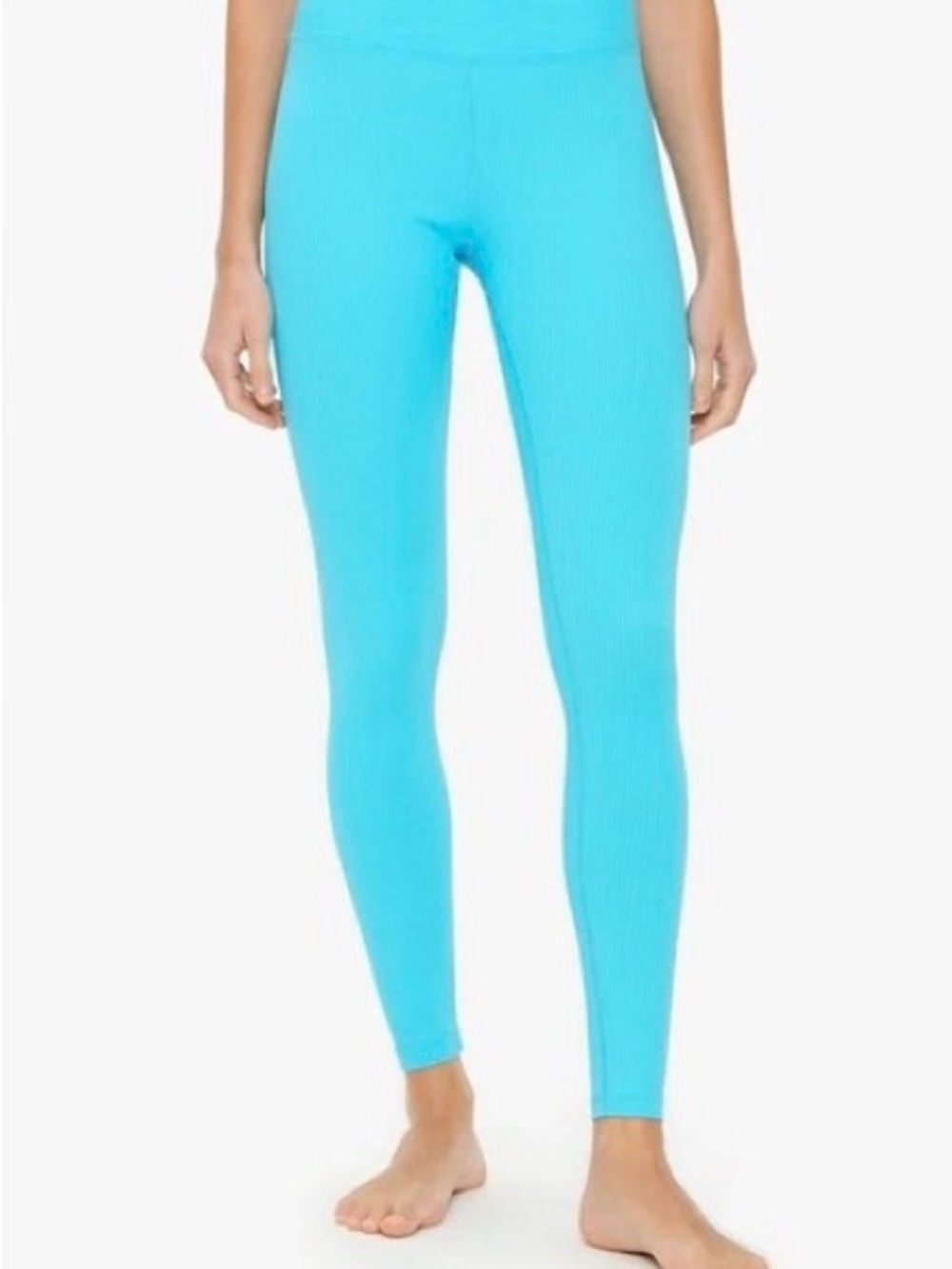 Year of Ours Ribbed High-Waist Leggings in Aqua Blue